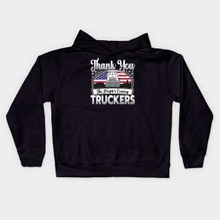 FREEDOM CONVOY - PEOPLES CONVOY US FLAG WASHINGTON DC 2022 SILVER GRAY GRADIENT LETTERS Kids Hoodie